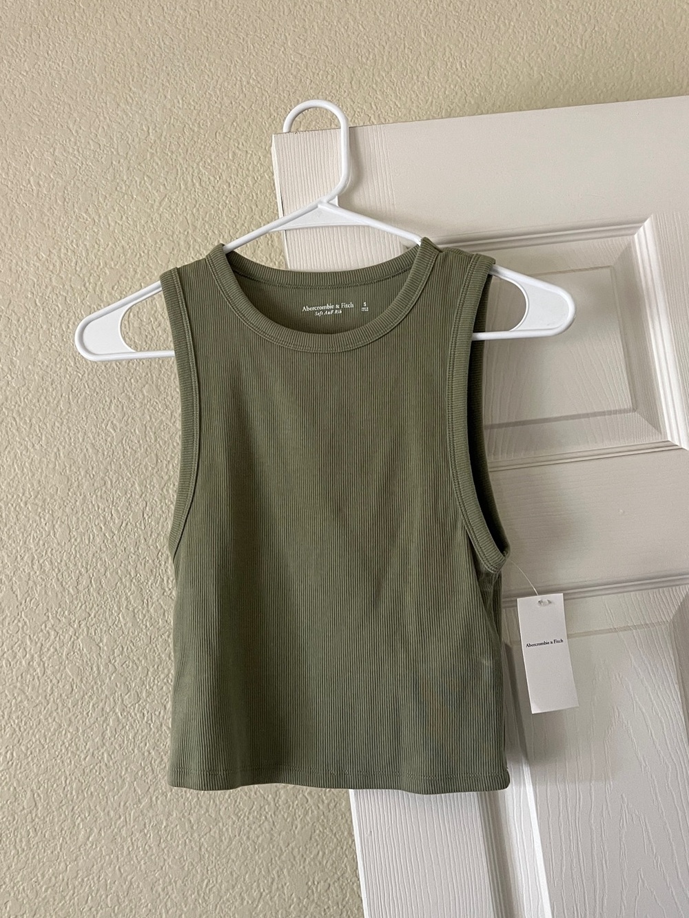Abercrombie & Fitch Olive Green Ribbed Crop Tank